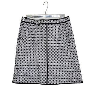 Talbots Black and White Geometric Circle Embroidered Pencil Skirt, Size 8